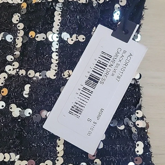 NWT ASTR The Label Carmen Sequin Strapless Mini Dress-Black/Silver - Picture 9 of 13
